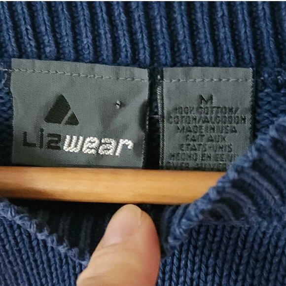 Vtg Liz Wear Striped Oversized Rainbow Fisherman Sweater Cozy Preppy Classic - Picture 3 of 8